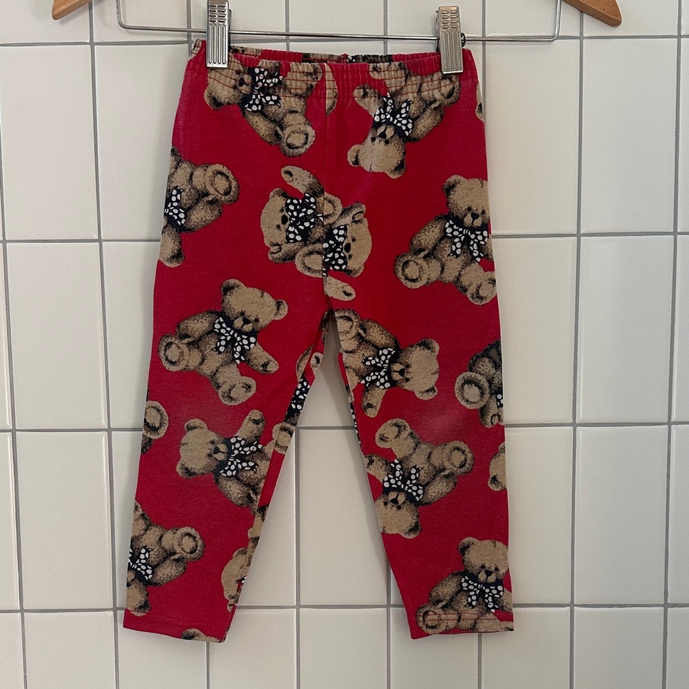 Vintage Red Teddy Bear Leggings, size 2T - Picture 2 of 5